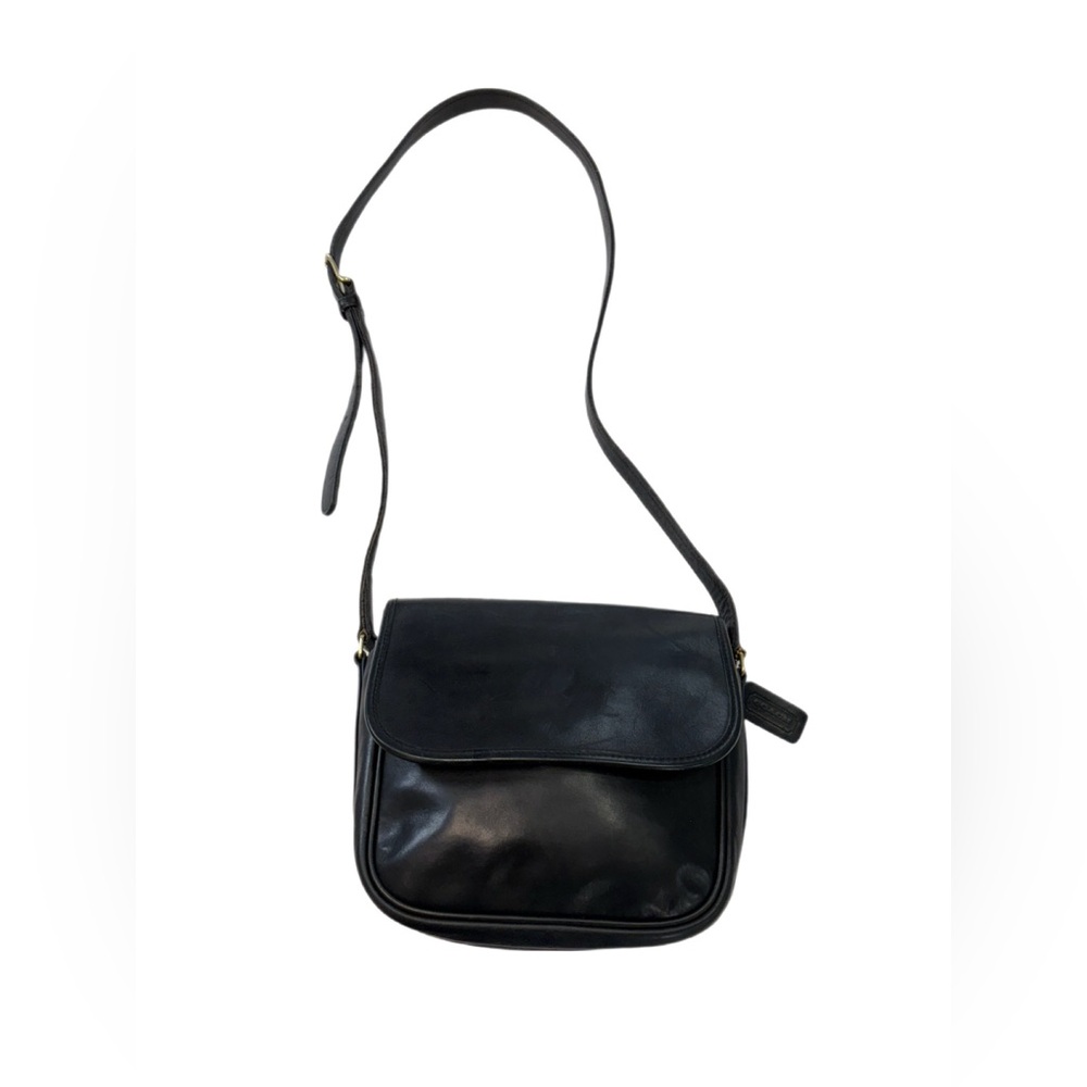 Coach Vintage 80s 90s Black Tailored Pouch Leather bag 4110 Made in USA